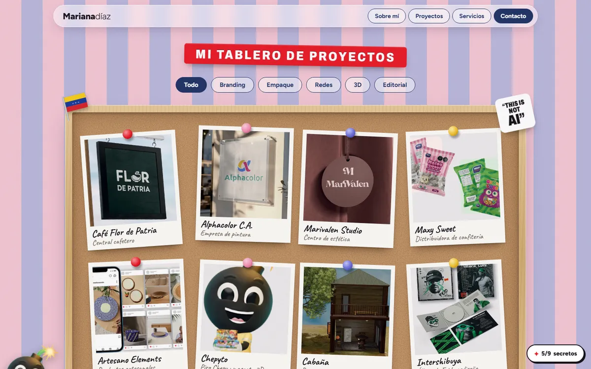 Tablero de corcho con fotos de proyectos chinchadas